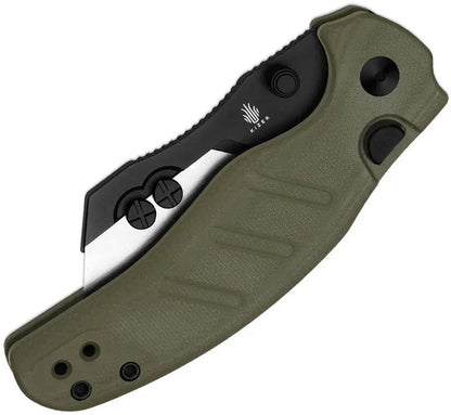 Kizer Cutlery C01C Uti 1 Button Lock Knife With Green G10 Six Replaceable Blades For EDC Enthusiasts by Kizer Cutlery