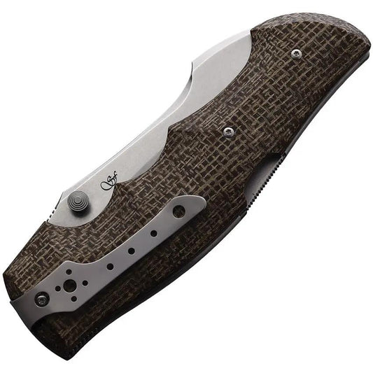 Viper Rhino 1 Lockback Knife - Elmax Stonewashed Blade With Burlap Carbon Fiber Handle For EDC Toughness by Viper