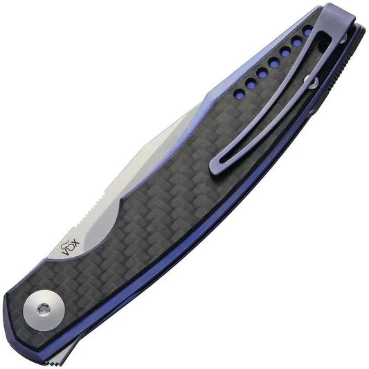 Viper Belone Linerlock Blue Titanium CF Onlay EDC Knife - Satin M390 Blade With Carbon Fiber Inlay by Viper