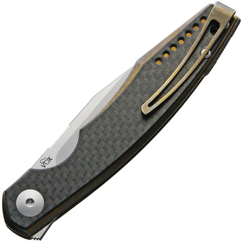Viper Belone Linerlock Bronze Anodized Titanium EDC Knife - Carbon Fiber Onlay M390 Blade by Viper