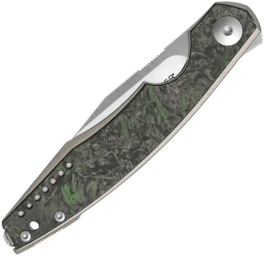 Viper Belone Linerlock Green Carbon Fiber EDC Knife - M390 Blade And Extended Tang by Viper