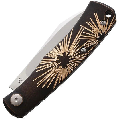 Viper Hug Folder Bronze Star EDC Knife - 3 Inch Satin Bohler M390 Blade And Bronze Starburst Handle By Sacha Thiel by Viper