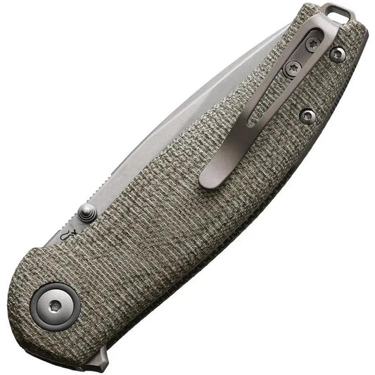 Viper Vale Linerlock Knife MagnaCut 3 Inch Stonewash Blade Green Canvas Micarta Handle - Fast Opening by Viper