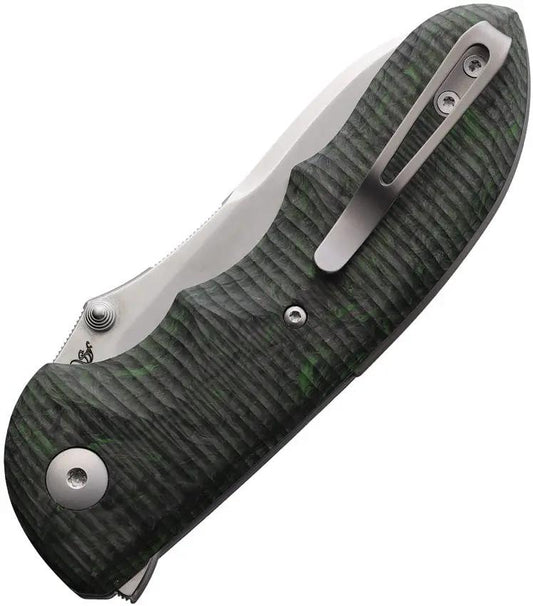 Viper Moon Button Lock Knife - Premium MagnaCut Blade With Green Matter Carbon Fiber For EDC by Viper