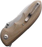 Viper Moon Button Lock Folding Knife Premium MagnaCut 3.5 Inch Blade Natural Canvas Micarta Handle EDC by Viper
