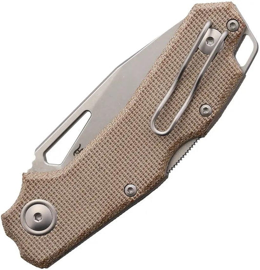 Viper Alfa Lockback Knife - MagnaCut Blade 2.88in Stonewash Natural Micarta Handle For EDC by Viper