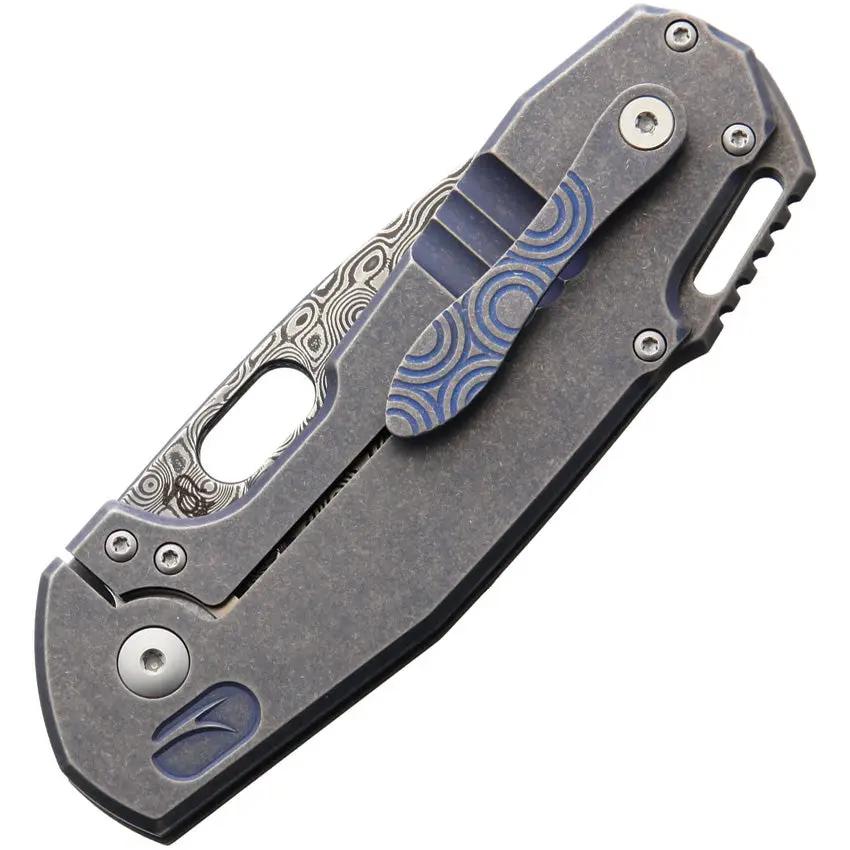 Viper Odino Framelock Knife - Blue Titanium Handle With Damascus Odins Eye Blade For EDC Enthusiasts by Viper