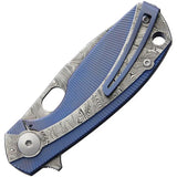 Viper Lille Framelock Knife Blue Titanium Onlay Damascus Blade 3.63in Closed Gift Box - Premium Framelock Craftsmanship by Viper