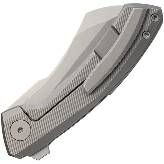 Vanguard Mini Cleaver Framelock Gray Titanium Handle - Bohler M390 Stainless Blade Extended Tang Pocket Clip by Vanguard
