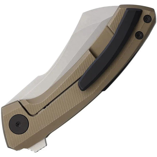 Vanguard Mini Cleaver Framelock Bronze - Bohler M390 Cleaver Style Blade, 3 Inch Stonewash, Bronze Titanium Handle by Vanguard