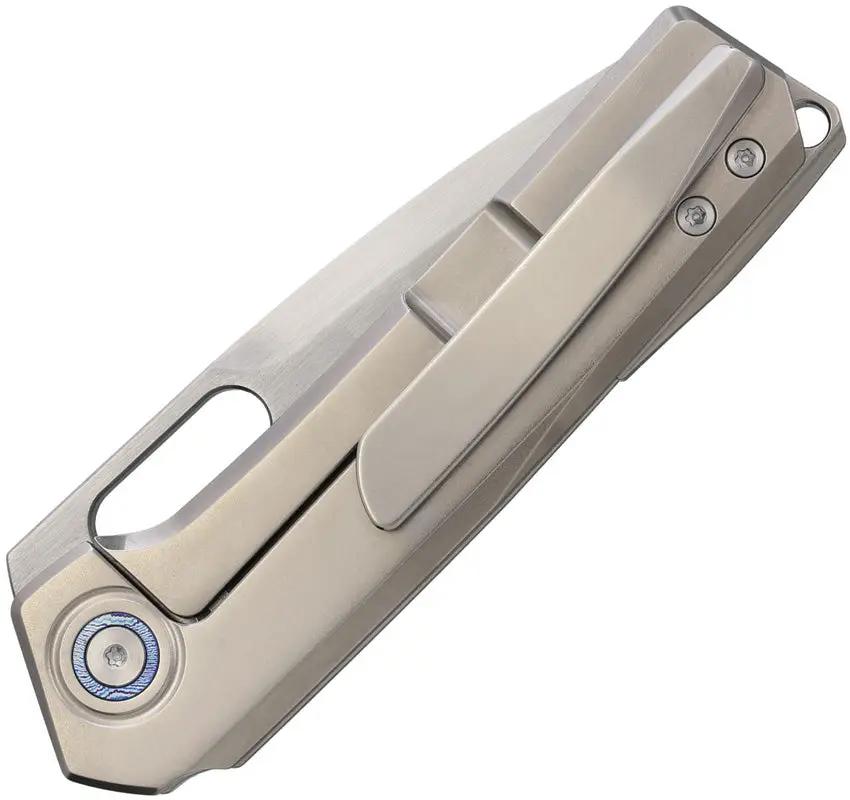 Vanguard Breaker Framelock Gray M390 Knife - Titanium Handle Drop Point Blade Wooden Box Included by Vanguard