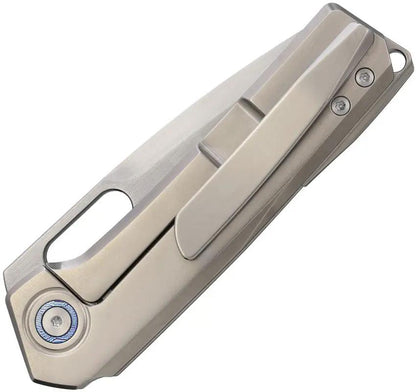 Vanguard Breaker Framelock Gray M390 Knife - Titanium Handle Drop Point Blade Wooden Box Included by Vanguard