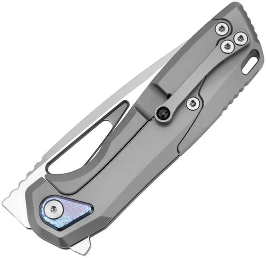 Vanguard StarRunner Framelock Mirror Super M Pol Gray - Bohler M390 Blade With Timascus Inlay On Gray Titanium Handle by Vanguard
