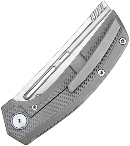 Vanguard Nakiri Framelock SW - Gray Titanium Handle With Timascus Inlay And M390 Cleaver Blade by Vanguard