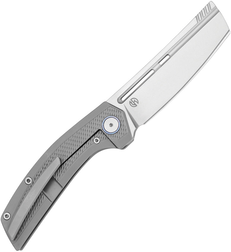 Vanguard Nakiri Framelock SW - Gray Titanium Handle With Timascus Inlay And M390 Cleaver Blade by Vanguard