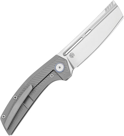Vanguard Nakiri Framelock SW - Gray Titanium Handle With Timascus Inlay And M390 Cleaver Blade by Vanguard