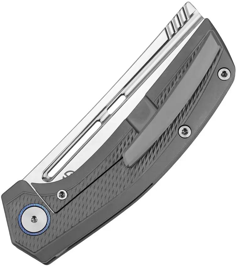 Vanguard Nakiri Framelock NAKIRI MP Gray M390 - Semi Mirror Cleaver Style Knife With Timascus Inlay by Vanguard