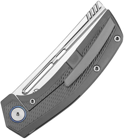 Vanguard Nakiri Framelock NAKIRI MP Gray M390 - Semi Mirror Cleaver Style Knife With Timascus Inlay by Vanguard