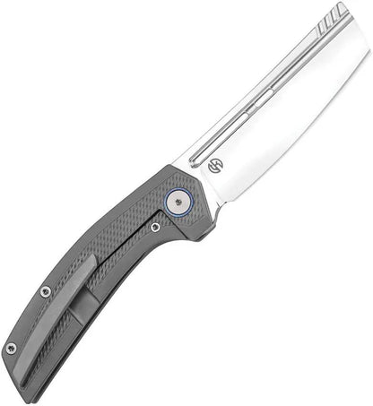 Vanguard Nakiri Framelock NAKIRI MP Gray M390 - Semi Mirror Cleaver Style Knife With Timascus Inlay by Vanguard