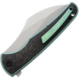 VDK Knives Vice Framelock Green VDK031 - Green Titanium Handle With Marbled Carbon Fiber Inlay by VDK Knives