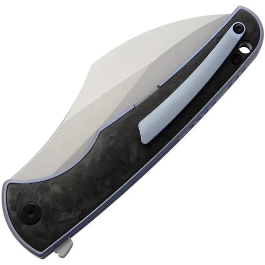 VDK Knives Vice Framelock Blue VDK032 - Bohler M390 Blade With Blue Titanium And Marbled Carbon Fiber Inlay by VDK Knives