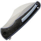 VDK Knives Vice Framelock Blue VDK032 - Bohler M390 Blade With Blue Titanium And Marbled Carbon Fiber Inlay by VDK Knives