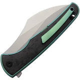 VDK Knives Vice Linerlock Green Titanium Handle With Marbled Carbon Fiber Inlay - Bohler M390 Blade by VDK Knives