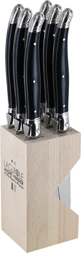 Andre Verdier Laguiole Steak Knife Set Black 706NBBP by Andre Verdier