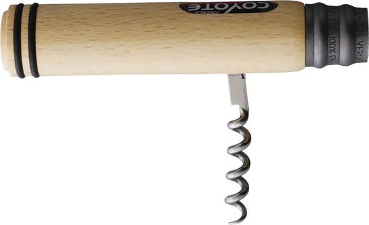 Andre Verdier Coyote Folder With Corkscrew, For Wine Lovers, 4.5 Inch Closed, Beech Wood Handle, Satin Blade, Boxed by Andre Verdier