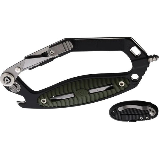 V NIVES C.R.A.B. - 6.25 Inch Framelock Multi Tool Knife With Black Green FRN Handles by V NIVES