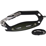 V NIVES C.R.A.B. - 6.25 Inch Framelock Multi Tool Knife With Black Green FRN Handles by V NIVES