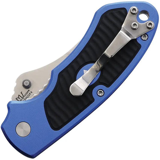 V NIVES Stout Linerlock Blue Aluminum Handle - Compact 3.5 Inch Closed Folding Knife With 2.5 Inch Satin 8Cr14MoV Blade by V NIVES