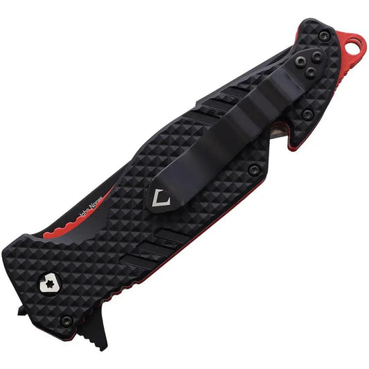 V NIVES Trail Blazer Linerlock - Red Line Handle With D2 Tool Steel Blade Belt Cutter Glass Breaker by V NIVES