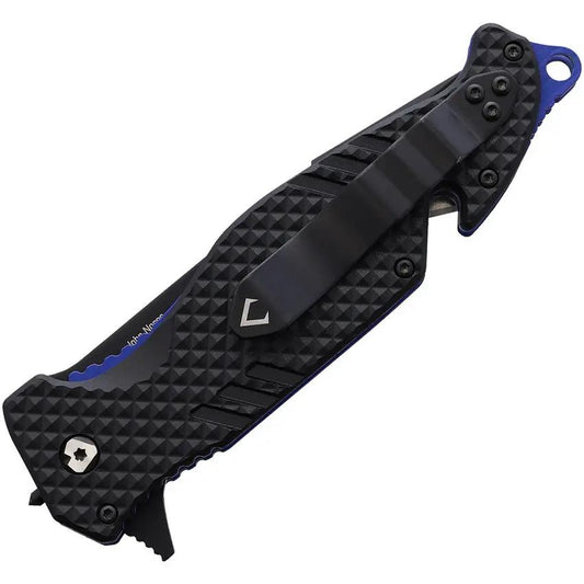 V NIVES Trail Blazer Linerlock V23FRNPSBBLBK - D2 Tool Steel Blade With Partial Serration Belt Cutter Glass Breaker by V NIVES