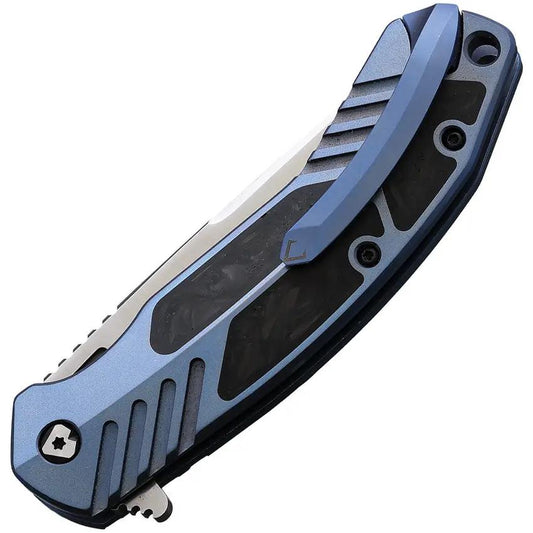 V NIVES Tectonic Linerlock CF Blue V16TICFPBL - S35VN Blade With Blue Titanium Handle And Carbon Fiber Inlay by V NIVES