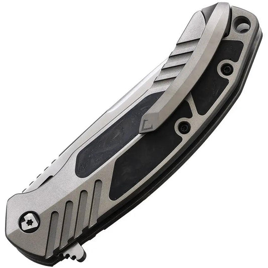 V NIVES Tectonic Linerlock CF V16TICFP - Satin S35VN Blade With Gray Titanium Handle And Carbon Fiber Inlay by V NIVES