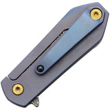 V Nives KillaBite Framelock CF Damascus - Damascus Blade Carbon Fiber Handle Blue Titanium Back Extended Tang by V NIVES