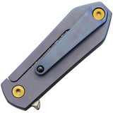 V Nives KillaBite Framelock Wood V22WPDBL - Damascus Steel Blade Blue Wood Handle And Titanium Back Extended Tang by V NIVES