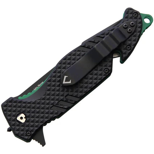 V NIVES TGL Trailblazer Linerlock Knife - 5in Closed, 3.75in D2 Blade, Black FRN Handle, Belt Cutter, Glass Breaker by V NIVES