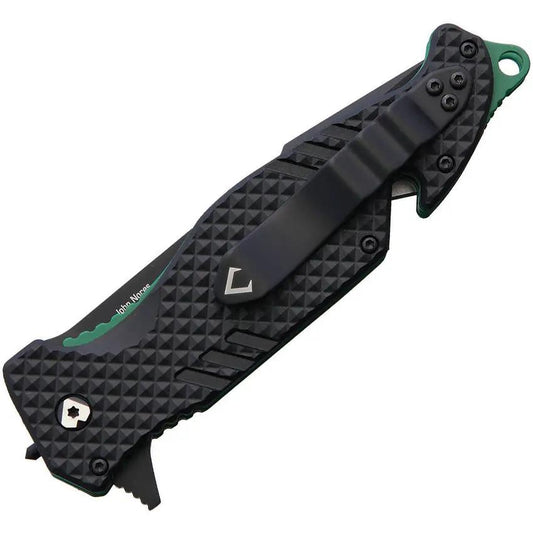 V NIVES Trailblazer Linerlock Knife - Black FRN Handle D2 Blade Belt Cutter Glass Breaker by V NIVES