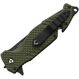 V Nives Trailblazer Linerlock Knife - OD Green FRN Handle, D2 Blade, Belt Cutter, Glass Breaker by V NIVES