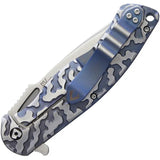 V NIVES Atmosphere Framelock - Blue And Silver Sculpted Titanium Handle S35VN Drop Point Blade by V NIVES