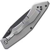 V NIVES Sportster Framelock Black Gray - 154CM Stainless Wharncliffe Blade With Gray Titanium Handle And Thumb Stud by V NIVES