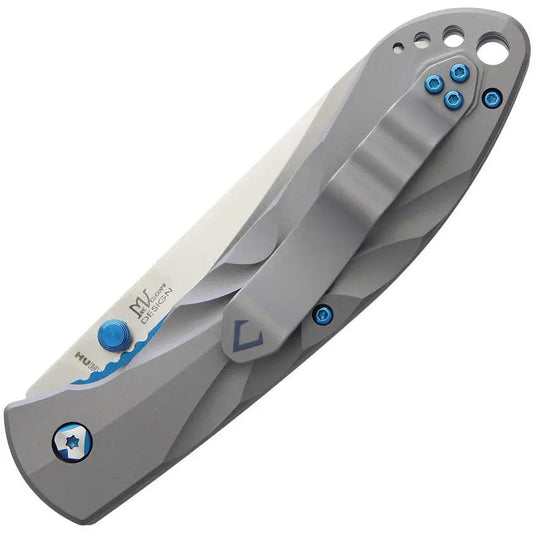 V NIVES Poseidon Linerlock Gray - Durable 154CM Satin Blade And Sculpted Titanium Handle For Everyday Carry by V NIVES
