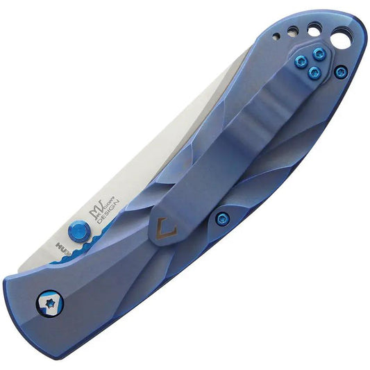 V NIVES Poseidon Linerlock - Blue Sculpted Titanium Handle And Satin 154CM Blade For Everyday Carry by V NIVES