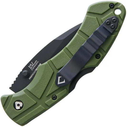 V NIVES Rocky Lockback Knife - 3.25in D2 Wharncliffe Blade, 4.75in Closed, OD Green FRN Handle by V NIVES
