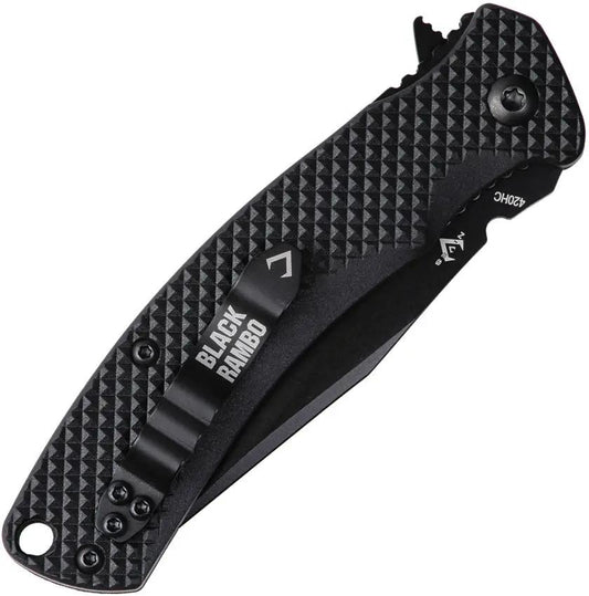 V Nives Black Rambo Shorty Linerlock V33FRNPBBK - 4 Inch Closed Folding Knife With Black PVD Coated 420HC Blade by V NIVES