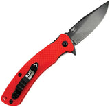 V Nives Black Rambo Shorty Linerlock - 2.9 Inch Black PVD Blade Red FRN Handle Clip Point Lanyard Hole by V NIVES