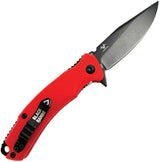 V NIVES Black Rambo Shorty Pro V33GPBR - 2.9 Inch Black PVD D2 Tool Steel Clip Point Blade With Red G10 Handle by V NIVES