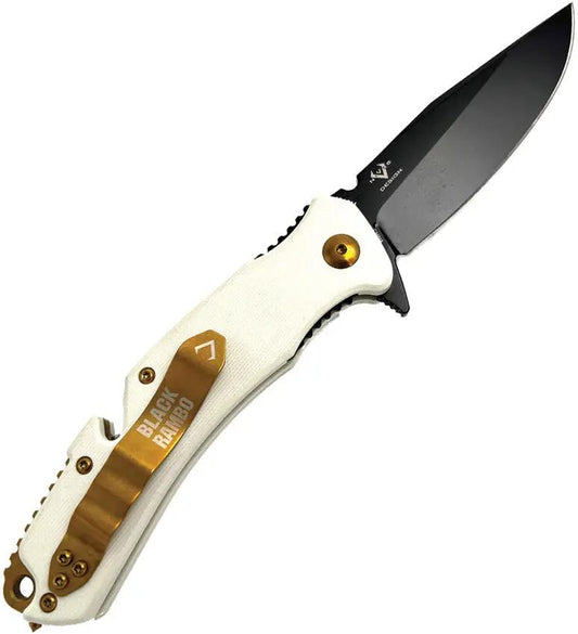 V NIVES Rambo Utility Pro Elite - Black PVD 154CM Clip Point Knife With Ivory G10 Handle Extended Tang by V NIVES